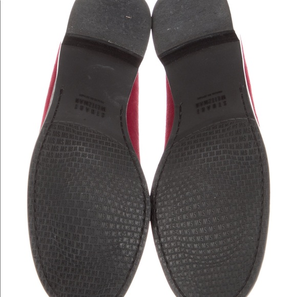 Stuart Weitzman Suede Loafers, Burgundy, leather trim, round toes - Picture 5 of 5